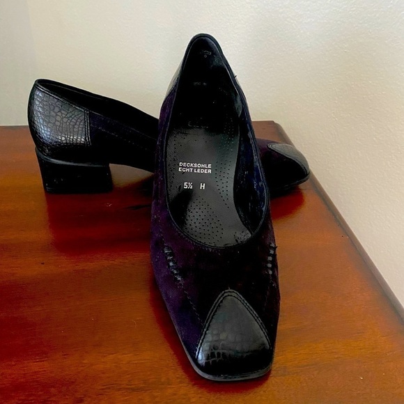 Ara Black Suede & Reptile Leather Pumps | Size 8 | Made in Germany - Picture 1 of 8